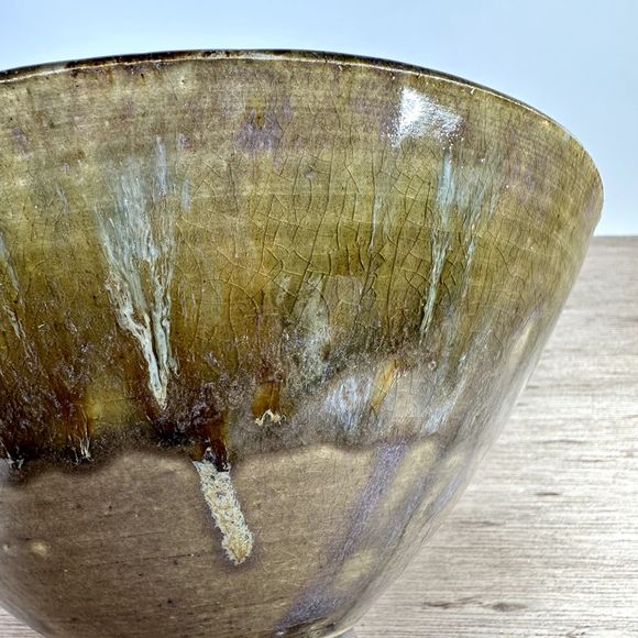 Ceramic Hand Thrown Studio Art Pottery Bowl Blue Gray Brown Artist Signed 9.25" - Picture 11 of 12